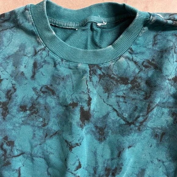Joy Lab Teal and Black Acid Wash Cropped Sweatshirt Size XS - Picture 3 of 4